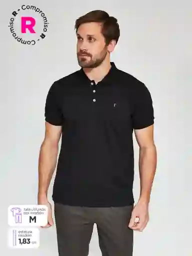 Kenneth Stevens Polera Manga Corta Piq Sb Negro XL SS25