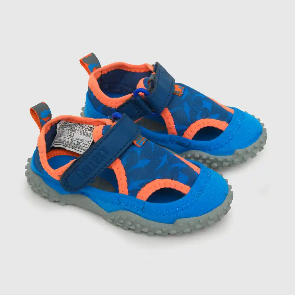 Zapatos Aqua Sock Cerrada Textil De Niño Azul Talla 18