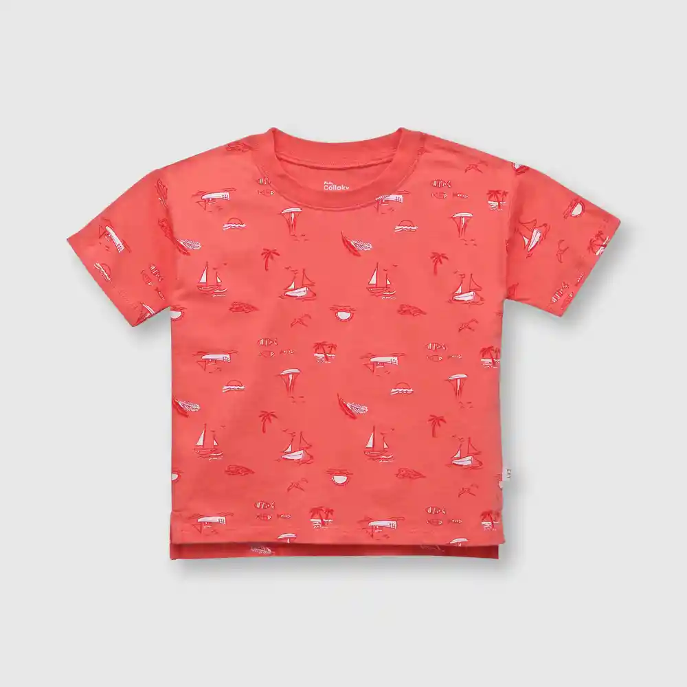 Polera De Bebé Veleros Niño Naranja Talla 36m