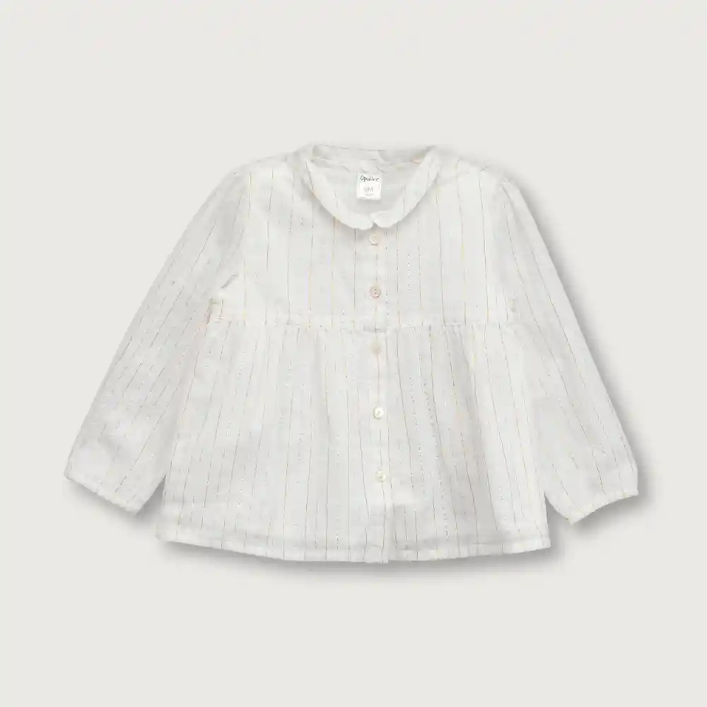 Blusa Cuadrillé De Niña Blanco Talla 3 Años