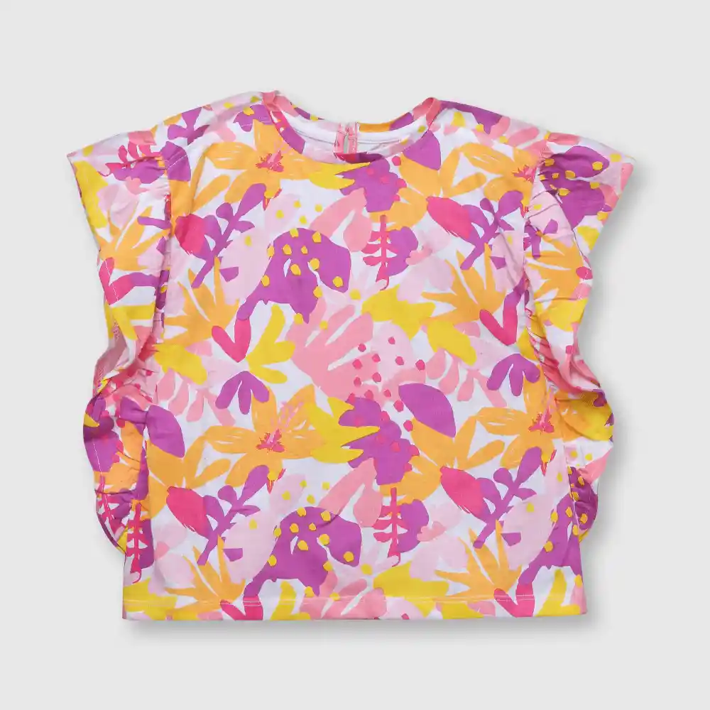 Polera De Bebé Floreada Niña Rosada Talla 9/12m