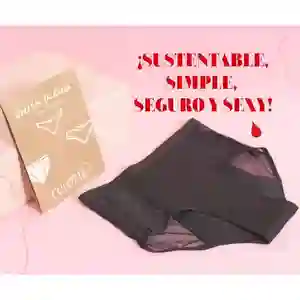 Culotte Calzón Menstrual Reutilizable Violeta Negro Talla XL