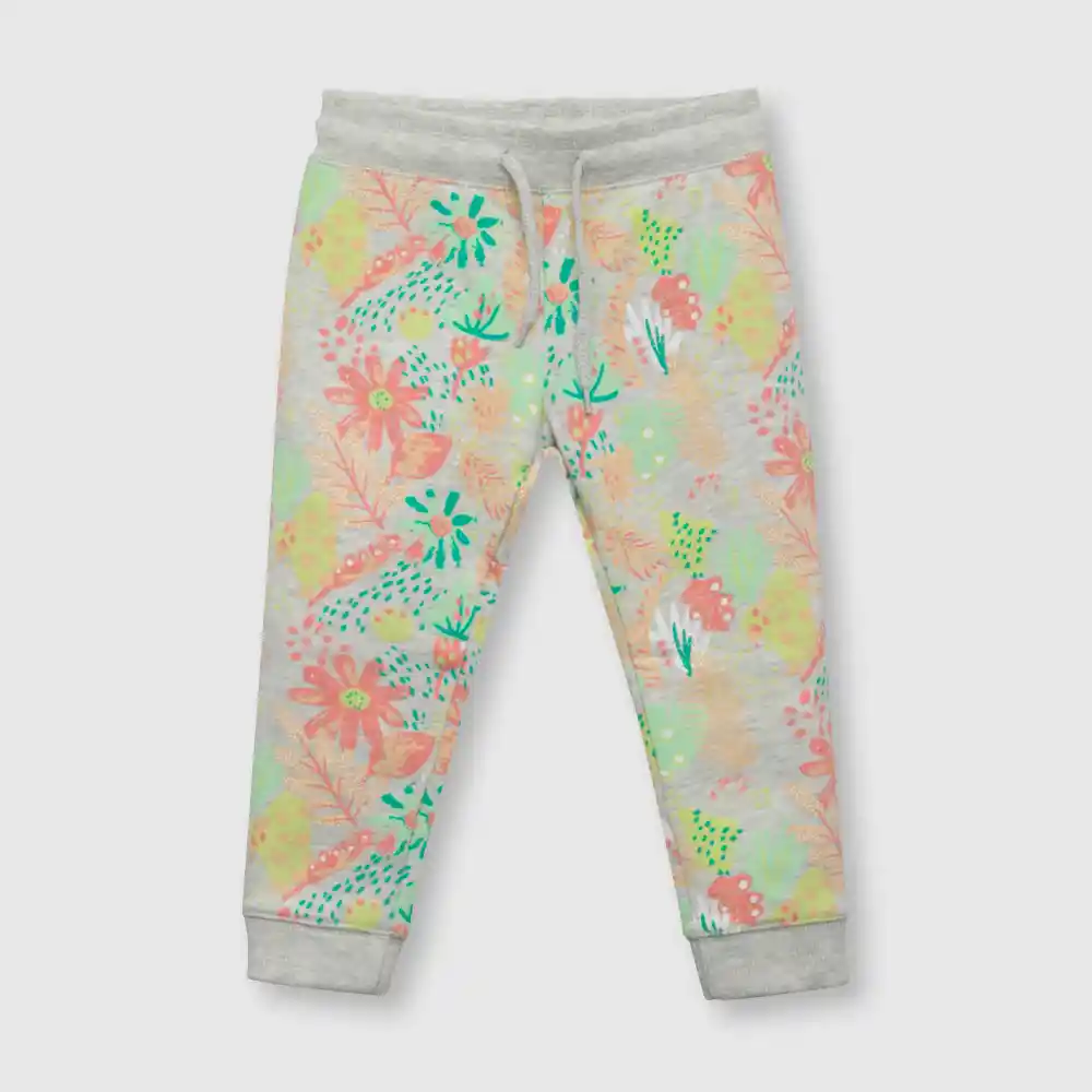 Pantalón De Bebé Floreado Niña Gris Talla 18/24m