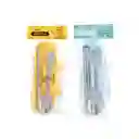 Miniso Set De Cubiertos Con Estuche Azul/amarillo