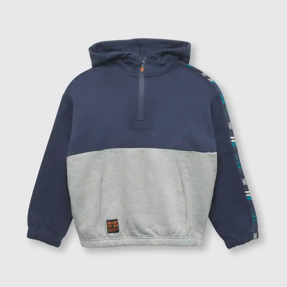 Polerón Bicolor De Niño Gris Talla 10a