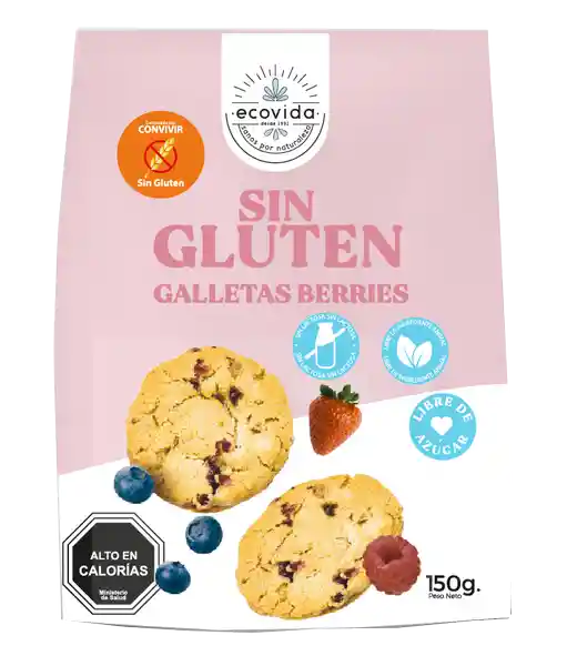 Ecovida Galletas sin Gluten sin Azúcar y sin Lactosa Sabor Bayas