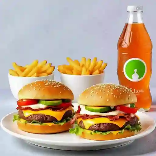 4 Hamburguesas + 1 Bebida 1.5 Lts