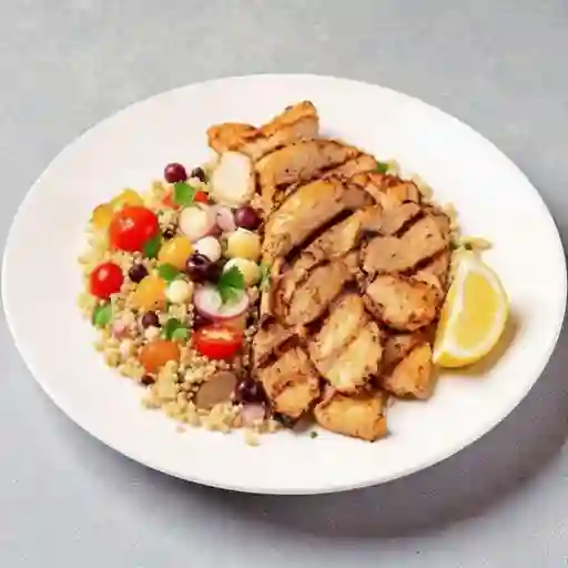 Plato shawarma con ensalada