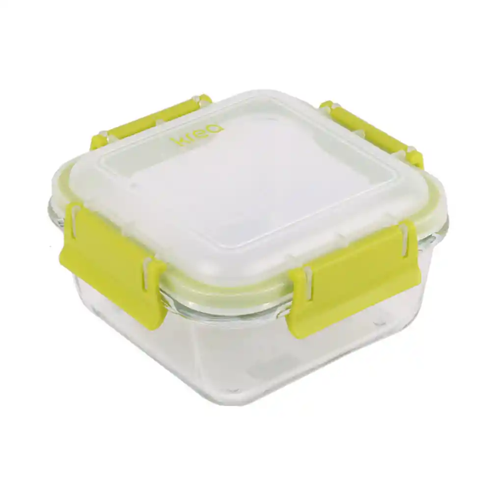 Krea Contenedor Hermético Vidrio Cuadrado Color Verde