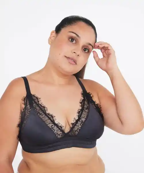 Bralette Dreamy Satinado Plus Negro Talla XL Lounge