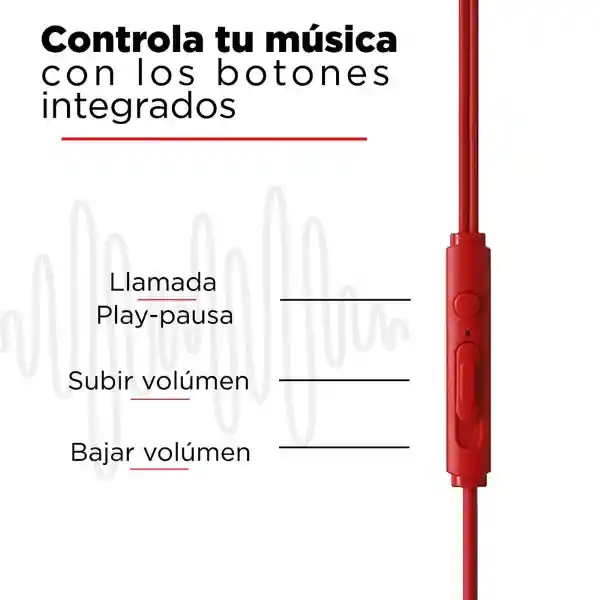 Miniso Audífonos Con Cable y Funda Tipo Cápsula Rojo