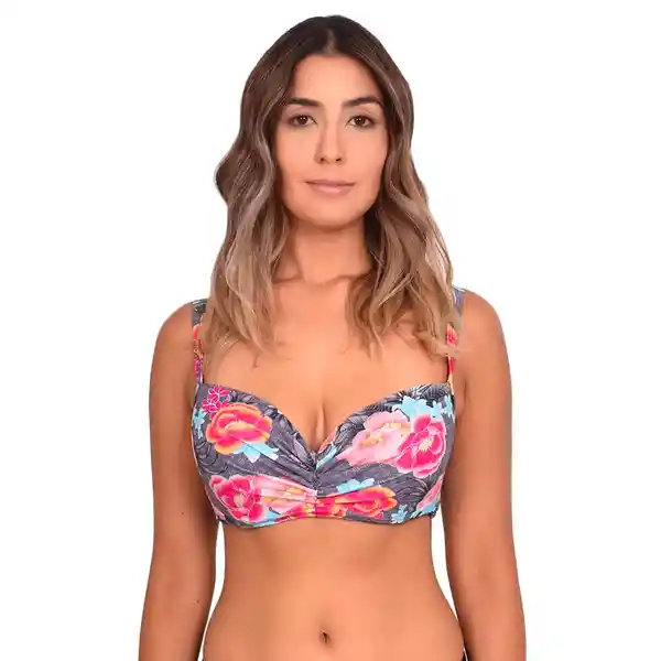 Bikini Sostén Con Copa Blanda C-D Gris Talla 46 Samia