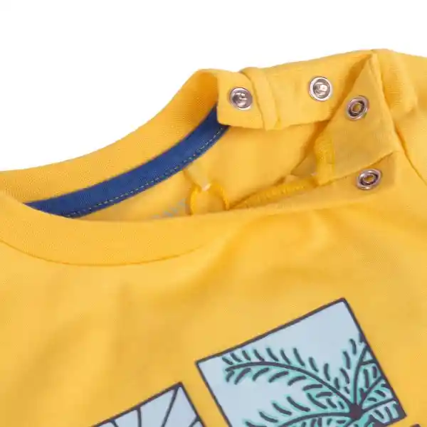 Polera Manga Corta Bebé Niño Amarillo Talla 12 M Pillín