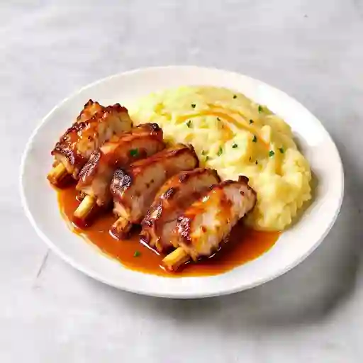 Costillar de cerdo al horno con pure