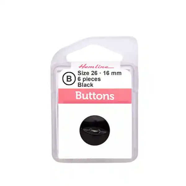Botón Plástico Ojo De Pez Negro 16mm 6 D Hb00426.02 16mm 6