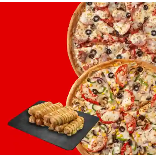 2 Pizzas Familiares + Palitos