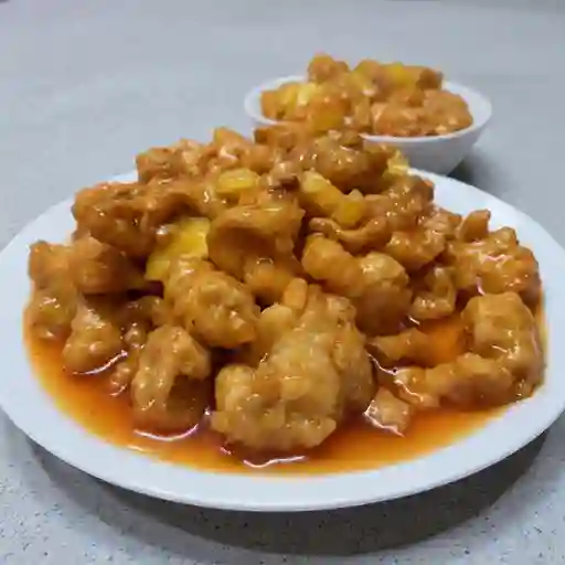 Combo pollo agridulce con papa frita