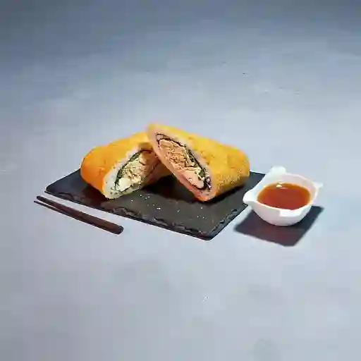 Hand Roll Pollo , Queso Crema y Cebollín