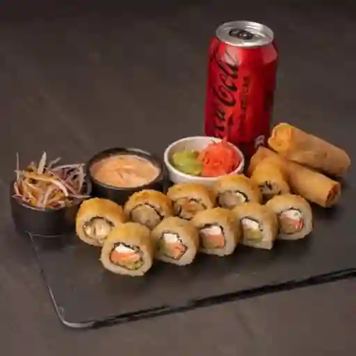 Hot 10 Piezas, Arrollados, Salsa, Topping y Bebida