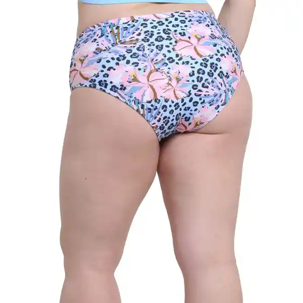 Bikini Calzón Estilo Pin up Estampado Celeste Talla M Samia