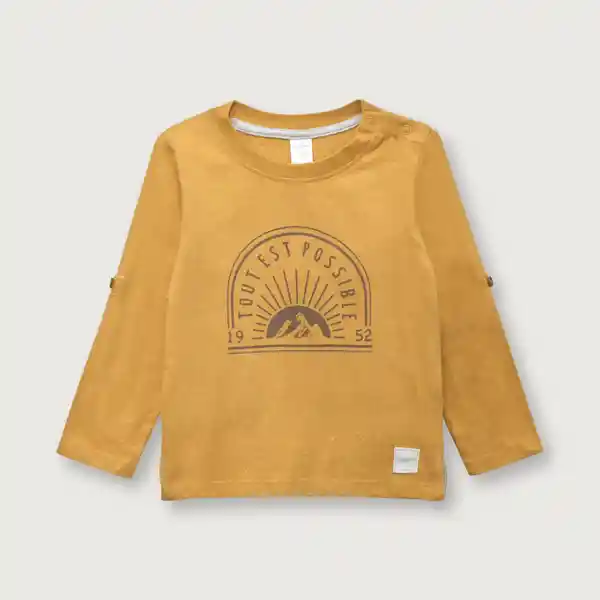 Polera de Niño Manga Roll up Amarillo Talla 2A Opaline