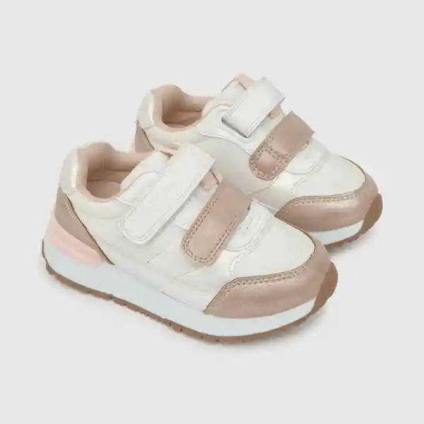 Zapatillas Para Niña 2 Velcros Jogging Blanca Talla 21 Colloky