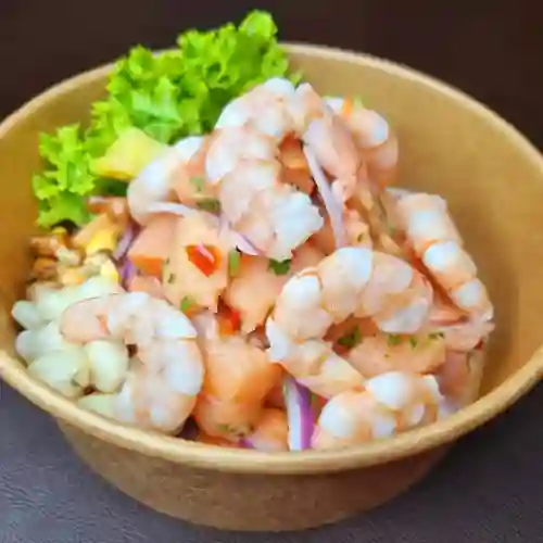 Ceviche de salmon con camaron