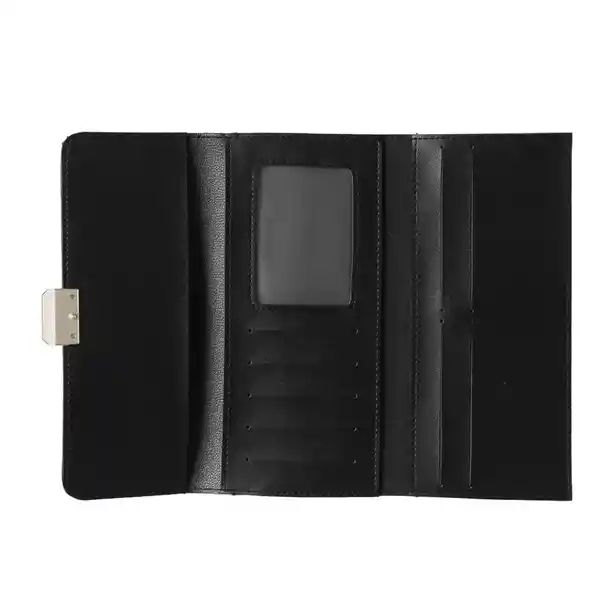 Cartera Trifold de Patron Animal Con Solapa Mujer Negro Miniso