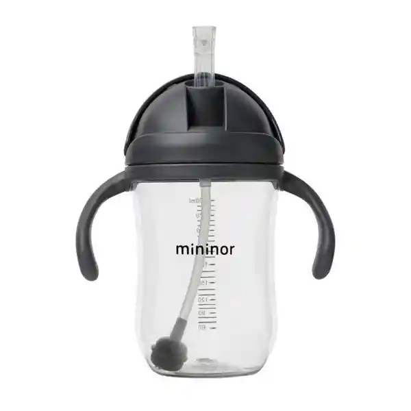 Vaso Con Bombilla Mininor - Negro 330 mL