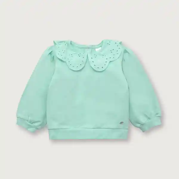 Polerón Cuello Bobo de Niña Aqua Talla 6M Opaline