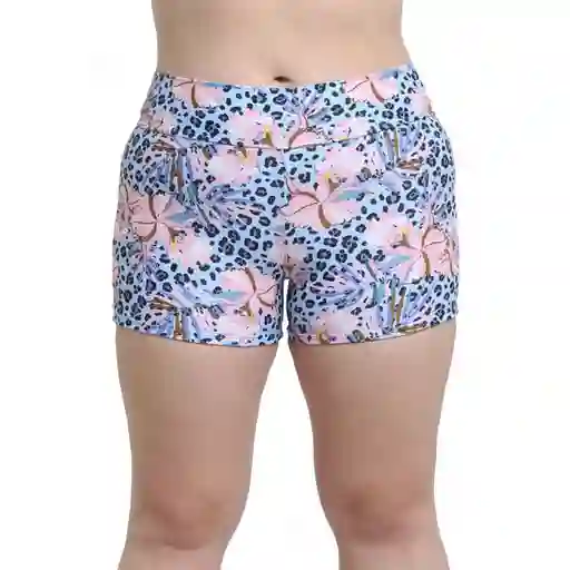 Bikini Short Estilo Hot Pant Estampado Celeste Talla XXL Samia