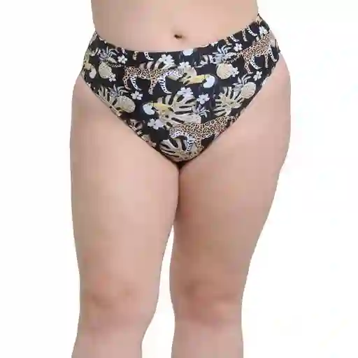 Bikini Calzón Alto Con Pretina Estampado Amarillo Talla XL Samia