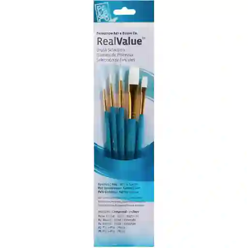 Set de Pinceles Princeton Real Value Mango Corto Calipso Blanco