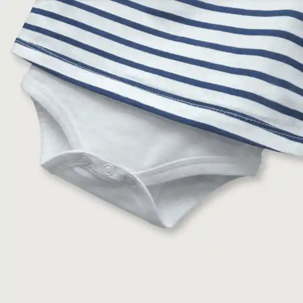 Bodies Polera Rayas de Bebé Niño Blanco Talla 9M Opaline