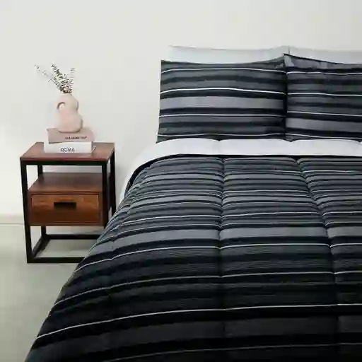 Plumón Micro 2 Plazas Líneas Negro PV25 Ripley Home