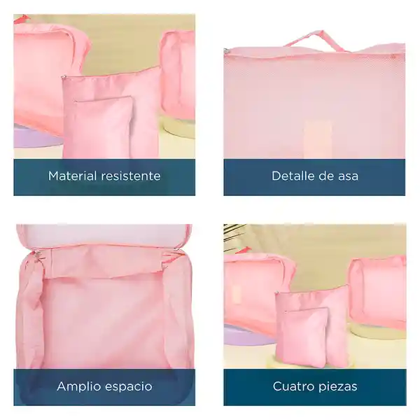 Organizador de Viaje Plegable 4 Espacios Rosa Miniso