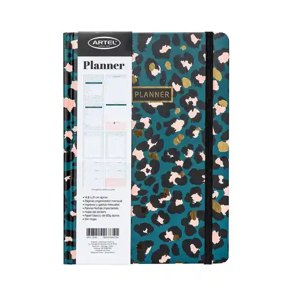 Artel Importado Planificador 12 Meses Empastado Panter Print