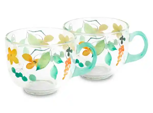 Ripley Home Set de Mug Vidrio Flores