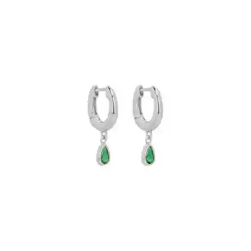 Argollas Drop Green Silver