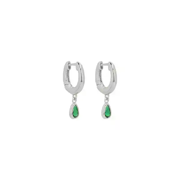 Argollas Drop Green Silver