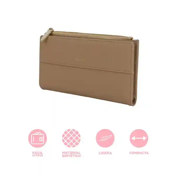 Cartera Larga Para Mujer Beige Miniso