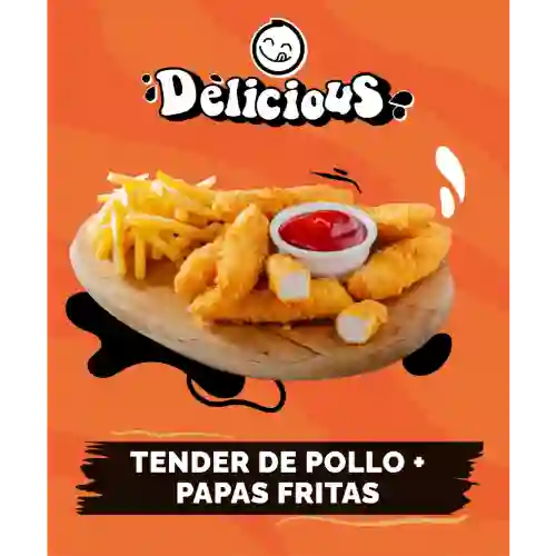 Tender de pollo y papas fritas + bebida