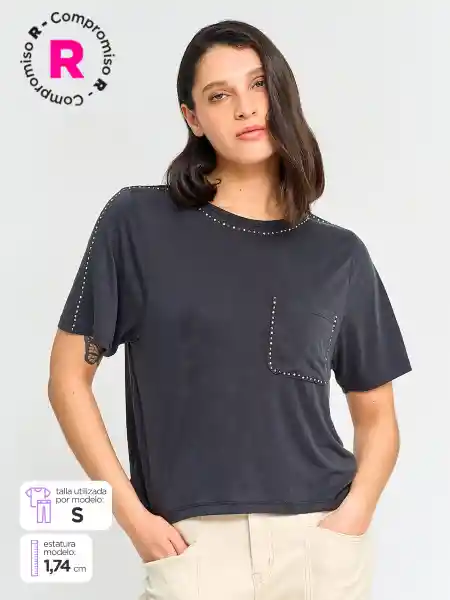 Barbados Polera Manga Corta Diva Core C4 Acero M BB2 V25