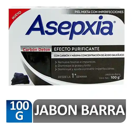 Asepxia Jabón en Barra con Carbón Detox Efecto Purificante