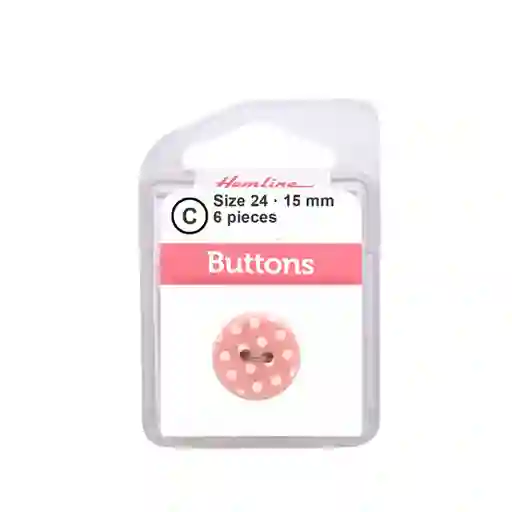 Botón Plástico Ptos Rosado 15 Mm 6 D Hb02024.15 15 Mm 6