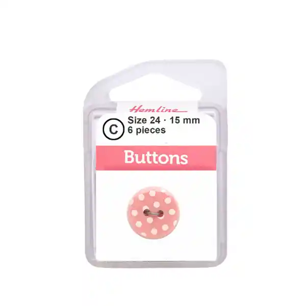 Botón Plástico Ptos Rosado 15 Mm 6 D Hb02024.15 15 Mm 6