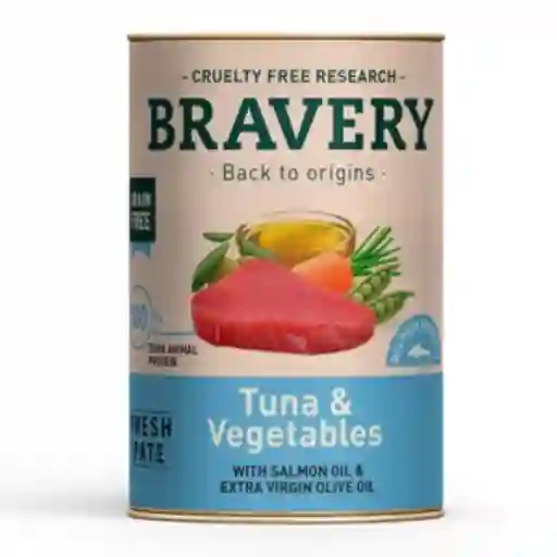 Bravery Alimento Húmedo Perro Natural Receta Atún y Vegetales