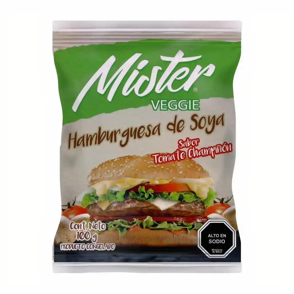 Mister Veggie Hamburguesa Vegetariana de Soya Tomate Champiñón