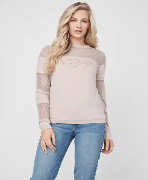 Polera Manga Larga Zendrix Top Rosado Talla M Guess