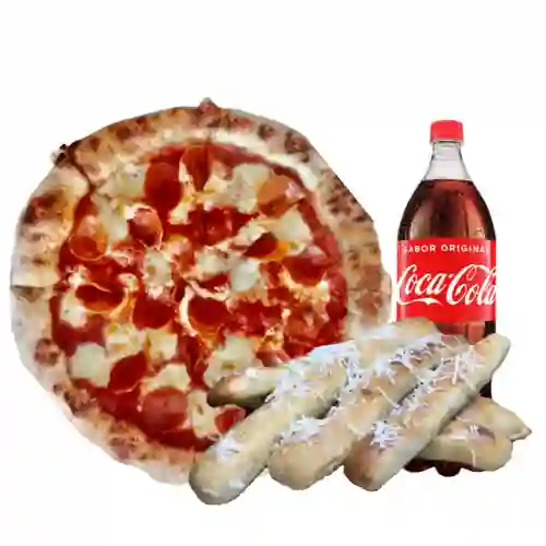Pizza Pepperoni + 5 Palitos + Bebida